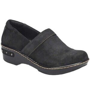 Born Bailie Black Distressed Leather Clogs Women's Size 7.5 EU 38.5 Comfort Slip